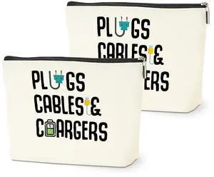2 PCs Cable Organizer Bag Funny Makeup Bag Charger Bag Plugs Cosmetic Bag, Travel Storage Bag for Charging Cord Electronics Accessories Storage, Gifts for Women Christmas birthday Gifts Zipper Pouch 2 PCs Cable Organizer Bag Funny Makeup Bag Charger Bag Plugs Cosmetic Bag, Travel Storage Bag for Charging Cord Electronics Accessories Storage, Gifts for Women Christmas birthday Gifts Zipper Pouch