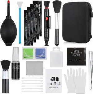 14-in-1 Camera Lens Cleaning Kit - Mirrorless & DSLR Sensor Cleaning Kit for Canon, Sony, Nikon Including Lens Blower, Detergent, Swabs, Cloth, Pen, Brush 14-in-1 Camera Lens Cleaning Kit - Mirrorless & DSLR Sensor Cleaning Kit for Canon, Sony, Nikon Including Lens Blower, Detergent, Swabs, Cloth, Pen, Brush
