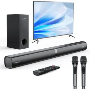 with Subwoofer for TV, Home Theater Bluetooth 5.3 Speaker System with 2 Wireless Karaoke Mics, Surround Sound Audio with HDMI ARC, Optical, AUX, USB for Movie, Music, Family Party(Peak 260W) with Subwoofer for TV, Home Theater Bluetooth 5.3 Speaker System with 2 Wireless Karaoke Mics, Surround Sound Audio with HDMI ARC, Optical, AUX, USB for Movie, Music, Family Party(Peak 260W)