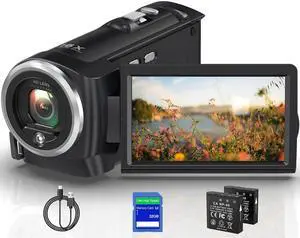 2.7K Video Camera QHD 50MP Camcorder 16X Digital Zoom YouTube Vlogging Camera 270 Degree Rotation Screen Camcorders Webcam with 32G SD Card and 2 Batteries 2.7K Video Camera QHD 50MP Camcorder 16X Digital Zoom YouTube Vlogging Camera 270 Degree Rotation Screen Camcorders Webcam with 32G SD Card and 2 Batteries