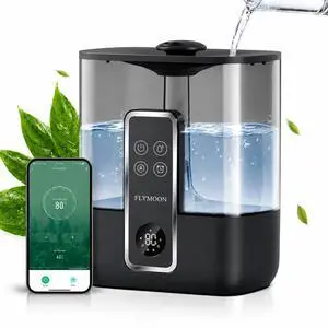 Humidifier for Bedroom, Top Fill 5L Cool Mist Humidifiers with 28dB, Smart Humidifier for Large Room, Plants, Auto-Off, 12H Timer, 50 Hour Runtime,Tuya App Control, Black Humidifier for Bedroom, Top Fill 5L Cool Mist Humidifiers with 28dB, Smart Humidifier for Large Room, Plants, Auto-Off, 12H Timer, 50 Hour Runtime,Tuya App Control, Black