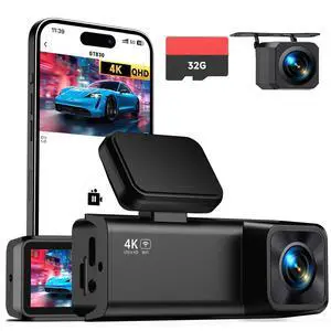 Dash Cam Front and Rear, 4K+1080P Dual Channel Dash Camera for Cars with Night Vision, Mini Car Camera with 1.97 IPS Screen, G-Sensor, 24H Parking Mode, Loop Recording 32GB Card Included Dash Cam Front and Rear, 4K+1080P Dual Channel Dash Camera for Cars with Night Vision, Mini Car Camera with 1.97 IPS Screen, G-Sensor, 24H Parking Mode, Loop Recording 32GB Card Included