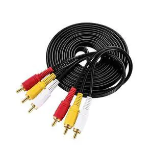 RCA Cable, AV Cable Gold Plated, Yellow/White/red connectors 3 Male to 3 Male - 10 Feet RCA Cable, AV Cable Gold Plated, Yellow/White/red connectors 3 Male to 3 Male - 10 Feet