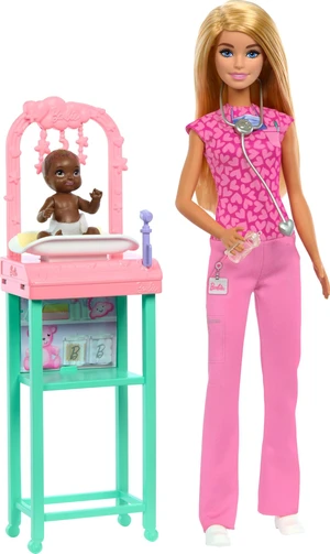 Barbie Baby Doctor Playset with Blonde Fashion Doll Wearing Pink Scrubs, Baby Doll, Furniture & Accessories Barbie Baby Doctor Playset with Blonde Fashion Doll Wearing Pink Scrubs, Baby Doll, Furniture & Accessories