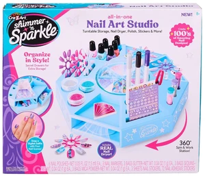 CRA-Z-ART Shimmer N Sparkle All In One Nail Art Studio With 360 turntable real working nail dryer and storage compartments Includes Nail polish, nail stickers CRA-Z-ART Shimmer N Sparkle All In One Nail Art Studio With 360 turntable real working nail dryer and storage compartments Includes Nail polish, nail stickers