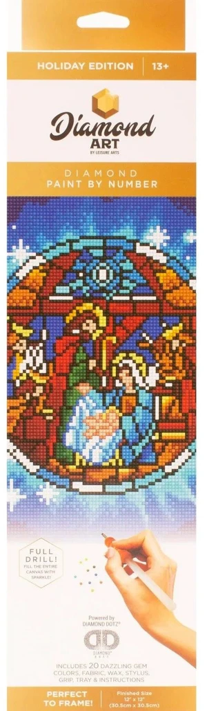 Diamond Art By Leisure Arts Holiday Nativity Scene, 12"X12" Diamond Art By Leisure Arts Holiday Nativity Scene, 12"X12"