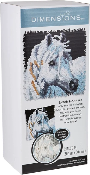 Dimensions Arts and Crafts White Horse Latch Hook Kit, 12''L x 12''H Dimensions Arts and Crafts White Horse Latch Hook Kit, 12''L x 12''H