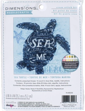 Dimensions 70-65220 Sea Turtle Animal Counted Cross Stitch Kit for Beginners, 14 Cnt. Light Blue Aida, 6" x 6" Dimensions 70-65220 Sea Turtle Animal Counted Cross Stitch Kit for Beginners, 14 Cnt. Light Blue Aida, 6" x 6"