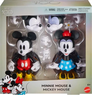Mattel Disney 100 Collectible Action Figures Mickey and Minnie Mouse, Posable Characters, Swappable Head & Hands, Soft Good Elements Mattel Disney 100 Collectible Action Figures Mickey and Minnie Mouse, Posable Characters, Swappable Head & Hands, Soft Good Elements