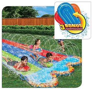 Banzai Triple Racer 16 Ft Water Slide-with 3 bodyboards included, Multicolor Banzai Triple Racer 16 Ft Water Slide-with 3 bodyboards included, Multicolor