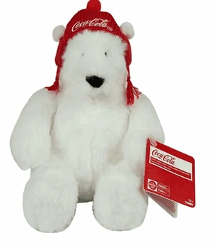 Coca Cola 6" White Polar Bear Plush Wearing Red Coke Trapper Hat Coca Cola 6" White Polar Bear Plush Wearing Red Coke Trapper Hat