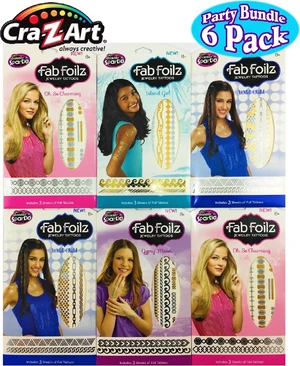 Fab Foilz Temporary Tattoos Gift Set Party Bundle - 6 Pack (Over 200 Tattoos) Fab Foilz Temporary Tattoos Gift Set Party Bundle - 6 Pack (Over 200 Tattoos)