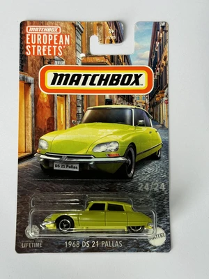2024 Matchbox European Streets 1968 DS 21 Pallas Lime Green 24/24 (Long Card) HVV41 2024 Matchbox European Streets 1968 DS 21 Pallas Lime Green 24/24 (Long Card) HVV41