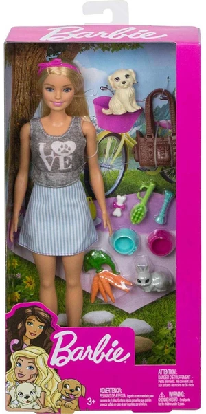 Barbie Dolls and Pets Playset With Accessories, Puppy and Bunny Barbie Dolls and Pets Playset With Accessories, Puppy and Bunny