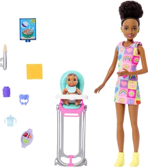 Barbie Skipper Doll & Playset with Accessories, Babysitting Set Themed to Mealtime, Color-Change Toy Play Barbie Skipper Doll & Playset with Accessories, Babysitting Set Themed to Mealtime, Color-Change Toy Play