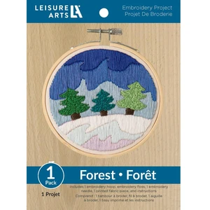 Leisure Arts Embroidery Kit 4" Snowy Forest (French) - Embroidery Kit for Beginners and Adults, Cross Stitch Kits with Patterns, DIY Starter Set for Seasonal Craft Projects Leisure Arts Embroidery Kit 4" Snowy Forest (French) - Embroidery Kit for Beginners and Adults, Cross Stitch Kits with Patterns, DIY Starter Set for Seasonal Craft Projects