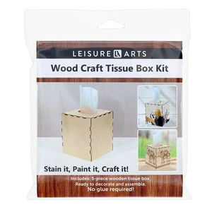 Leisure Arts Wood Tissue Box Square 5.68"X5"X5", Craft Kit, Unfinished Wood Box Leisure Arts Wood Tissue Box Square 5.68"X5"X5", Craft Kit, Unfinished Wood Box