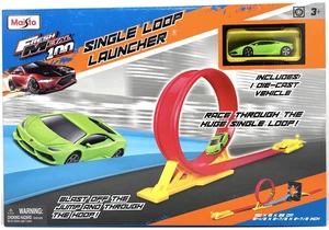 Maisto Single Loop Launcher with Die Cast Green Lamborghini Racer Car Maisto Single Loop Launcher with Die Cast Green Lamborghini Racer Car