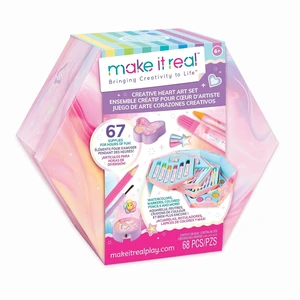 Make It Real: Creative Heart Art Set - 68pc Supplies Kit, Hexagon Stacked Trays Studio, Watercolors-Color Pencils-Markers-Stickers, Tween-Girl-Kids 6+ Make It Real: Creative Heart Art Set - 68pc Supplies Kit, Hexagon Stacked Trays Studio, Watercolors-Color Pencils-Markers-Stickers, Tween-Girl-Kids 6+