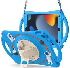 Kids Case for iPad 9th 8th 7th Generation 10.2'' 2021 2020 2019/iPad Air 10.5 /Pro 10.5, Shockproof Silicone Case with Stand Shoulder Strap Hand Strap Handle Grip Pencil Holder, Light Blue Kids Case for iPad 9th 8th 7th Generation 10.2'' 2021 2020 2019/iPad Air 10.5 /Pro 10.5, Shockproof Silicone Case with Stand Shoulder Strap Hand Strap Handle Grip Pencil Holder, Light Blue