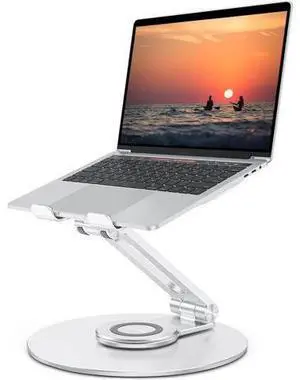 Adjustable Laptop Stand with 360 Rotating Base, OMOTON Ergonomic Laptop Riser for Collaborative Work, Dual Rotary Shaft Fully Foldable for Easy Storage, Fits MacBook / All Laptops up to 16 inches Adjustable Laptop Stand with 360 Rotating Base, OMOTON Ergonomic Laptop Riser for Collaborative Work, Dual Rotary Shaft Fully Foldable for Easy Storage, Fits MacBook / All Laptops up to 16 inches