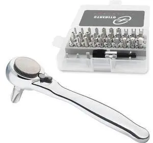 Right Angle Screwdriver 32-Piece 1/4 Inch Mini Ratchet Set Low Profile Offset Screwdriver Bit Set with 72-Tooth Ratcheting Wrench Stubby Ratchet 90 Degree Screwdriver for Small Spaces Right Angle Screwdriver 32-Piece 1/4 Inch Mini Ratchet Set Low Profile Offset Screwdriver Bit Set with 72-Tooth Ratcheting Wrench Stubby Ratchet 90 Degree Screwdriver for Small Spaces