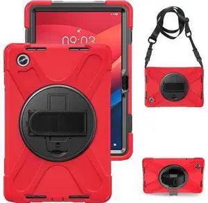 Case for Tab M11 2024 (TB-330FU/330XU) 11", Durable Shockproof Protective Cover with 360° Rotating Stand - Hand Strap - Shoulder Strap,Red Case for Tab M11 2024 (TB-330FU/330XU) 11", Durable Shockproof Protective Cover with 360° Rotating Stand - Hand Strap - Shoulder Strap,Red