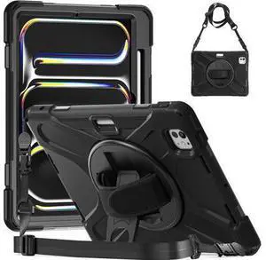 Case for iPad Air 13-inch M2 (2024), Multiple Angle Shockproof Rugged Case with Slide Camera Cover & Pencil Holder, Auto Sleep/Wake,Black Case for iPad Air 13-inch M2 (2024), Multiple Angle Shockproof Rugged Case with Slide Camera Cover & Pencil Holder, Auto Sleep/Wake,Black