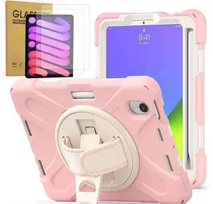 Bundle-iPad Mini 6 Rugged Rosegold Case and 2 Pack Tempered Glass Screen Protector Bundle-iPad Mini 6 Rugged Rosegold Case and 2 Pack Tempered Glass Screen Protector