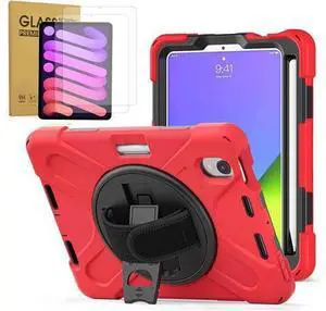 Bundle-iPad Mini 6 Rugged Black Case and 2 Pack Tempered Glass Screen Protector Bundle-iPad Mini 6 Rugged Black Case and 2 Pack Tempered Glass Screen Protector