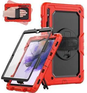 Case for Samsung Galaxy Tab S7 FE/ S8 Plus/ S7 Plus Case 12.4 Inch (SM-X800/X806, SM-T730/T733), Heavy Duty Shockproof Protective Case with Screen Protector, Stand, Hand/Shoulder Strap, Red Case for Samsung Galaxy Tab S7 FE/ S8 Plus/ S7 Plus Case 12.4 Inch (SM-X800/X806, SM-T730/T733), Heavy Duty Shockproof Protective Case with Screen Protector, Stand, Hand/Shoulder Strap, Red
