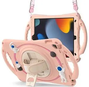 Kids Case for iPad 9th 8th 7th Generation 10.2'' 2021 2020 2019/iPad Air 10.5 /Pro 10.5, Shockproof Rubber Case with Kickstand Shoulder Strap Hand Strap Handle Grip Pencil Holder, Pink Kids Case for iPad 9th 8th 7th Generation 10.2'' 2021 2020 2019/iPad Air 10.5 /Pro 10.5, Shockproof Rubber Case with Kickstand Shoulder Strap Hand Strap Handle Grip Pencil Holder, Pink