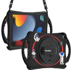 Cute Cartoon Astronaut Case for iPad 9th 8th 7th Generation 10.2 Inch, Heavy Duty Kids Case with Pencil Holder & Holder Hand Strap Carrying Strap for iPad Air/Pro 10.5 -Black+Red Cute Cartoon Astronaut Case for iPad 9th 8th 7th Generation 10.2 Inch, Heavy Duty Kids Case with Pencil Holder & Holder Hand Strap Carrying Strap for iPad Air/Pro 10.5 -Black+Red