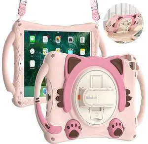 Cute Case for Apple iPad 9th 8th 7th Generation 10.2 2021 2020 2019/iPad Air/Pro 10.5 2019/2017,Shockproof Silicone Kids Case with Stand Shoulder Strap Hand Strap Handle Grip Pencil Holder-Pink Cute Case for Apple iPad 9th 8th 7th Generation 10.2 2021 2020 2019/iPad Air/Pro 10.5 2019/2017,Shockproof Silicone Kids Case with Stand Shoulder Strap Hand Strap Handle Grip Pencil Holder-Pink