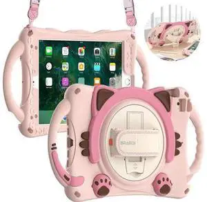 Kids Case for iPad Mini 5/4/3/2/1, Silicone Shockproof Protective Boy Girl Cute Cover with Pencil Holder, Handle Grip, Hand Strap, Kickstand, Shoulder Strap for Apple iPad Mini 7.9 Inch-Pink Kids Case for iPad Mini 5/4/3/2/1, Silicone Shockproof Protective Boy Girl Cute Cover with Pencil Holder, Handle Grip, Hand Strap, Kickstand, Shoulder Strap for Apple iPad Mini 7.9 Inch-Pink