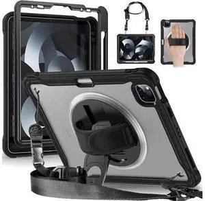 Case for iPad Pro 12.9-inch 2022 6th M2 /2021 (5rd Generation) / iPad Pro 12.9" 4th/3rd Gen Heavy Duty Rugged Shockproof Tablet Cover with 360° Rotating Hand Strap & Shoulder Strap, Black Case for iPad Pro 12.9-inch 2022 6th M2 /2021 (5rd Generation) / iPad Pro 12.9" 4th/3rd Gen Heavy Duty Rugged Shockproof Tablet Cover with 360° Rotating Hand Strap & Shoulder Strap, Black