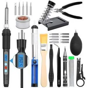 Electronic Soldering Iron Kit, Kingsdun 60W LCD Digital Soldering Gun with Adjustable Temperature & Fast Heating Ceramic Thermostatic Design, ON-Off Switch 15pcs Solder Kit & Welding Tool Electronic Soldering Iron Kit, Kingsdun 60W LCD Digital Soldering Gun with Adjustable Temperature & Fast Heating Ceramic Thermostatic Design, ON-Off Switch 15pcs Solder Kit & Welding Tool