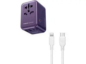 MOMAX Universal Travel Adapter, 65W GaN Travel Plug Adapter with UK/EU/AU/US Plugs, 3USB-C PD & 2USB-A QC, USB C to Lightning Cable 1ft, MFi Certified (White) MOMAX Universal Travel Adapter, 65W GaN Travel Plug Adapter with UK/EU/AU/US Plugs, 3USB-C PD & 2USB-A QC, USB C to Lightning Cable 1ft, MFi Certified (White)