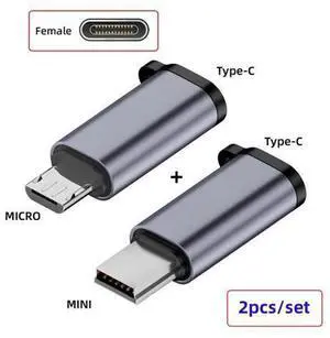 HKCY 2pcs/lot USB-C USB2.0 Type C Female to Micro Mini USB Male Power Adapter 480Mbps Data with Chain Holes HKCY 2pcs/lot USB-C USB2.0 Type C Female to Micro Mini USB Male Power Adapter 480Mbps Data with Chain Holes
