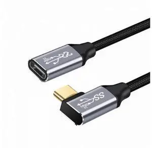 Left Right Angled USB-C USB 3.1 Type C Male to Female Extension Data Cable 10Gbps 100W with Sleeve for Laptop Left Right Angled USB-C USB 3.1 Type C Male to Female Extension Data Cable 10Gbps 100W with Sleeve for Laptop