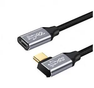 100CM Left & Right Angled USB-C USB 3.1 Type C Male to Female Extension Data Cable 10Gbps 100W with Sleeve for Laptop 100CM Left & Right Angled USB-C USB 3.1 Type C Male to Female Extension Data Cable 10Gbps 100W with Sleeve for Laptop