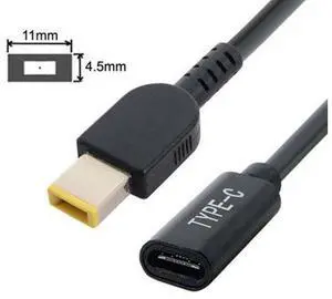 Type C USB-C Female Input to Rectangle 11.0*4.5mm Plug Cable UC-109-1145MM Type C USB-C Female Input to Rectangle 11.0*4.5mm Plug Cable UC-109-1145MM