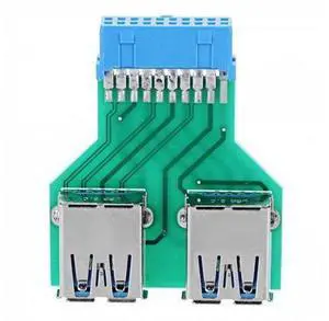 SM Dual USB 3.0 A Type Female to Motherboard 20/19 Pin Box Header Slot Adapter PCBA SM Dual USB 3.0 A Type Female to Motherboard 20/19 Pin Box Header Slot Adapter PCBA
