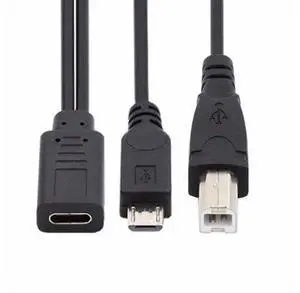 Type-C USB-C Female to USB2.0 Standard Type-B & Micro USB Male Splitter Extension Charge Cable Type-C USB-C Female to USB2.0 Standard Type-B & Micro USB Male Splitter Extension Charge Cable