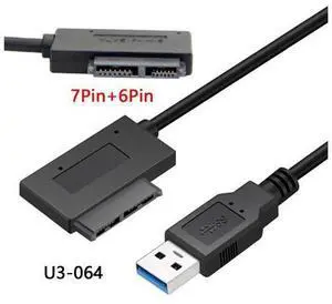 SM USB 3.0 to 7+6 13pin Slimline Sata Adapter Cable for Laptop Cd DVD Rom Optical Drive SM USB 3.0 to 7+6 13pin Slimline Sata Adapter Cable for Laptop Cd DVD Rom Optical Drive