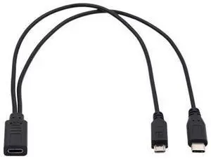 HKCY Type-C USB-C Female to USB-C Type C USB 3.1 & Micro USB Male Splitter Extension Charge Cable HKCY Type-C USB-C Female to USB-C Type C USB 3.1 & Micro USB Male Splitter Extension Charge Cable