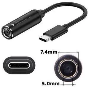 HKCY DC Jack 7.4x5.0mm Input to USB-C Type-C Power Plug Charge Cable for Laptop Phone PD9V 5V 20V HKCY DC Jack 7.4x5.0mm Input to USB-C Type-C Power Plug Charge Cable for Laptop Phone PD9V 5V 20V