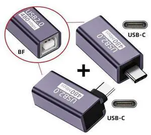 2pcs/lot USB 2.0 B Type Female to Type-C Male Angled & Straight Extension Adapter for Printer Phone Disk 2pcs/lot USB 2.0 B Type Female to Type-C Male Angled & Straight Extension Adapter for Printer Phone Disk
