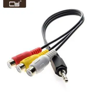 3.5mm 1/8" Male Stereo Car AUX to 3 RCA AV Female Cord Audio Video Composite Cable 20cm RC-141 3.5mm 1/8" Male Stereo Car AUX to 3 RCA AV Female Cord Audio Video Composite Cable 20cm RC-141
