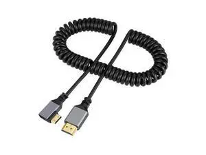 HKCY Mini HDMI 2.0 Male to HDMI Male 4K 60hz Stretch Coiled Cable Right Angled 90 Degree for HDTV Computer Laptop Monitor HKCY Mini HDMI 2.0 Male to HDMI Male 4K 60hz Stretch Coiled Cable Right Angled 90 Degree for HDTV Computer Laptop Monitor